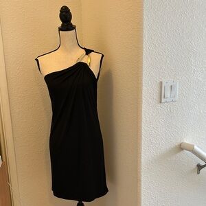 NWT Michael Kors Chic Black One-Shoulder Dress, Small